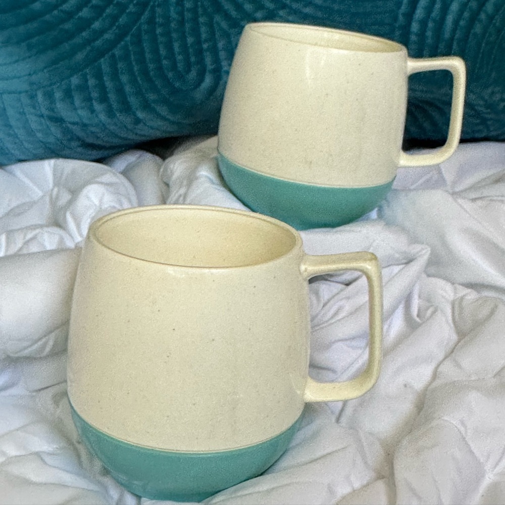 Vintage Vacron Blue and Ivory Mugs Made in USA